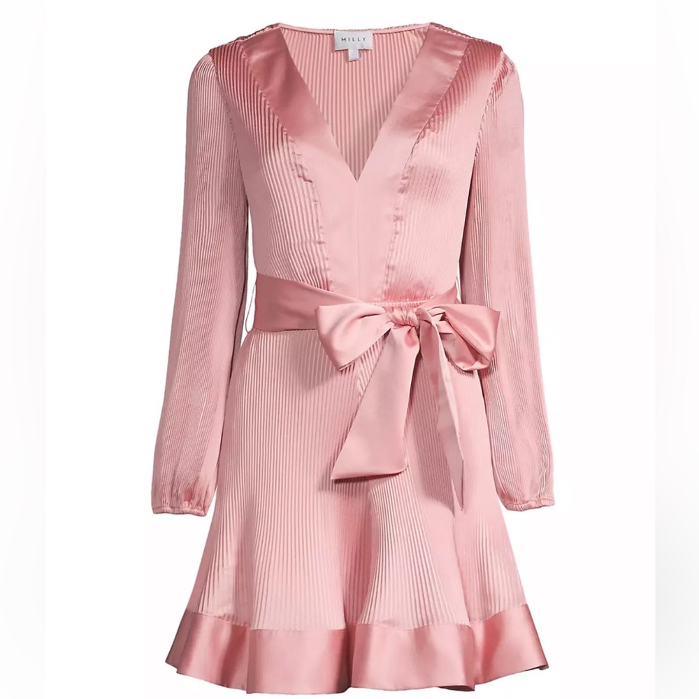 Milly Pink pleated mini dress